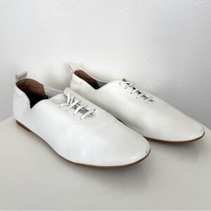 Everlane Court Shoes Womens 7 White Leather Lace Up Loafer Minimal Made Italy